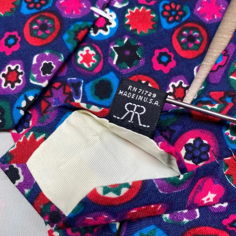 Vintage Rohde Royce Tie Psychadelic‎ Geometric Mens OS Multi USA Retro Statement